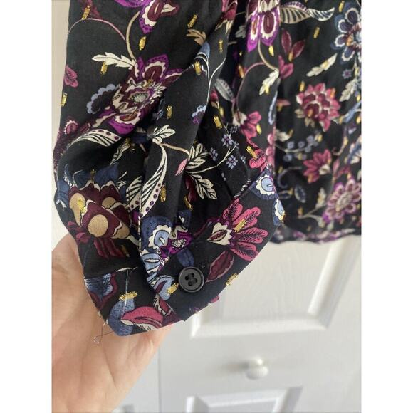 Lane Bryant Women's Floral Blouse Gold Detail size 14 Career - Picture 5 of 6